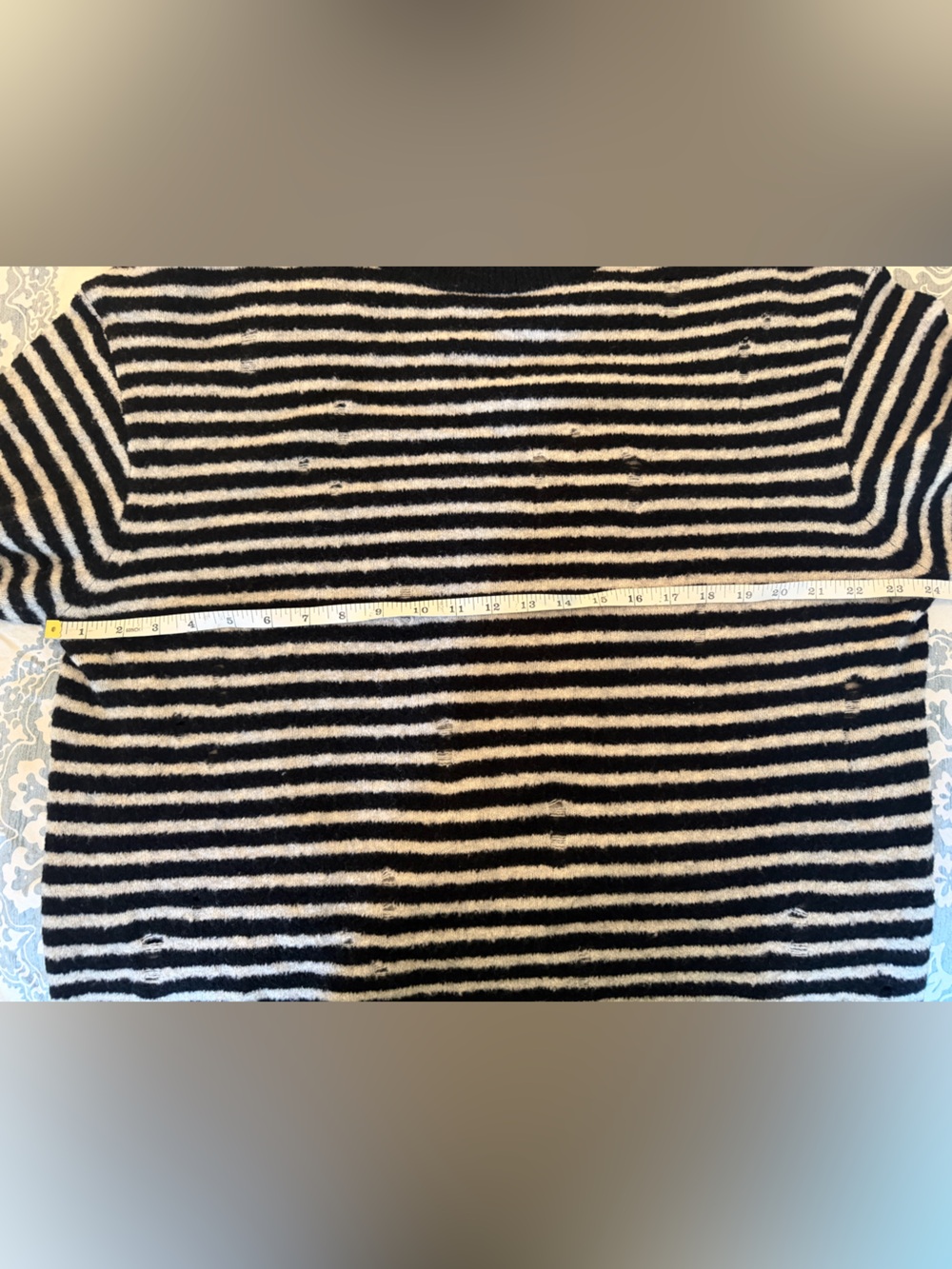 All Saints Black & White Striped Crewneck Sweater Size XL - Picture 6 of 7